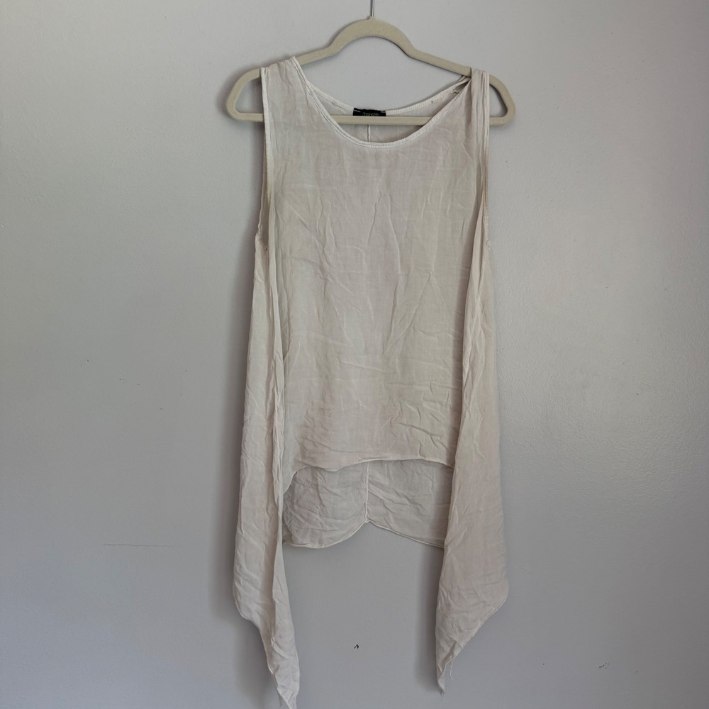 Cherish Made in Italy Viscose Handkerchief Tank Top Ivory Sleeveless Lagenlook